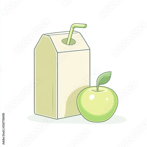 Cartoon Juice Box and Apple photo