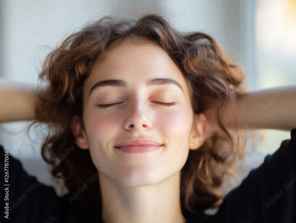 woman Relaxing with Hands Behind Head woman Relaxing with Hands Behind Head