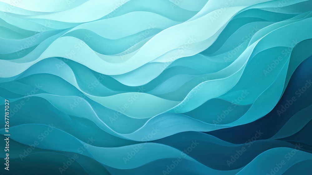 Abstract teal wavy ocean background. Abstract teal wavy ocean background.