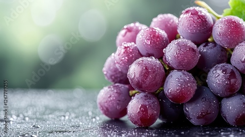 Wallpaper Mural A cluster of fresh grapes adorned with glistening dewdrops showcases nature’s beauty, emphasizing freshness and the simple pleasures of life in soft lighting. Torontodigital.ca