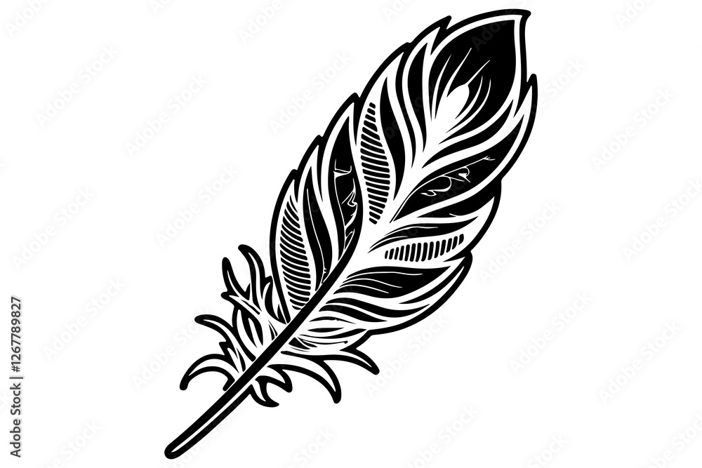 Obraz premium Bird feather icon silhouette design isolated Vector illustration 