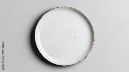 Empty White Plate on Gray Background for Mockup