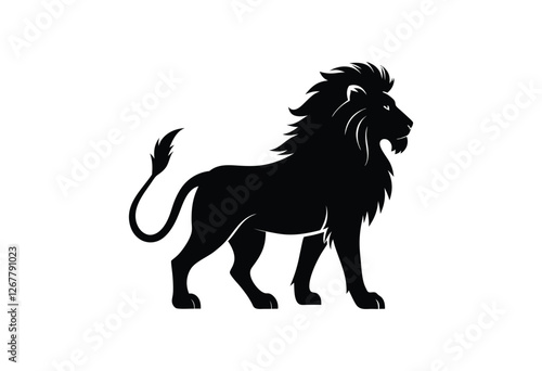 Lion silhouette vector on white background