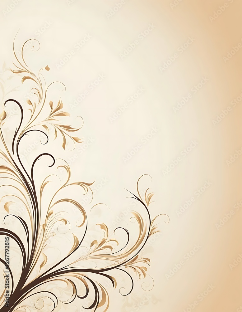 Elegant flourish design with flowing lines on a warm beige backdrop Elegant flourish design with flowing lines on a warm beige backdrop