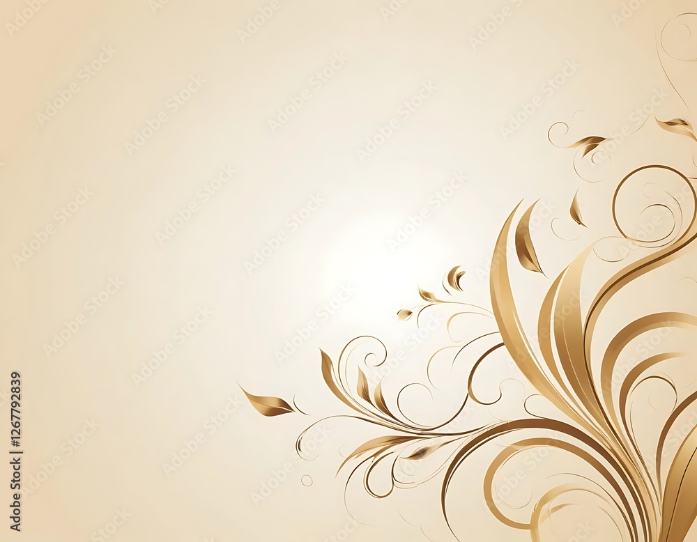 Elegant floral flourishes on a gentle tan background offer a touch of sophistication Elegant floral flourishes on a gentle tan background offer a touch of sophistication