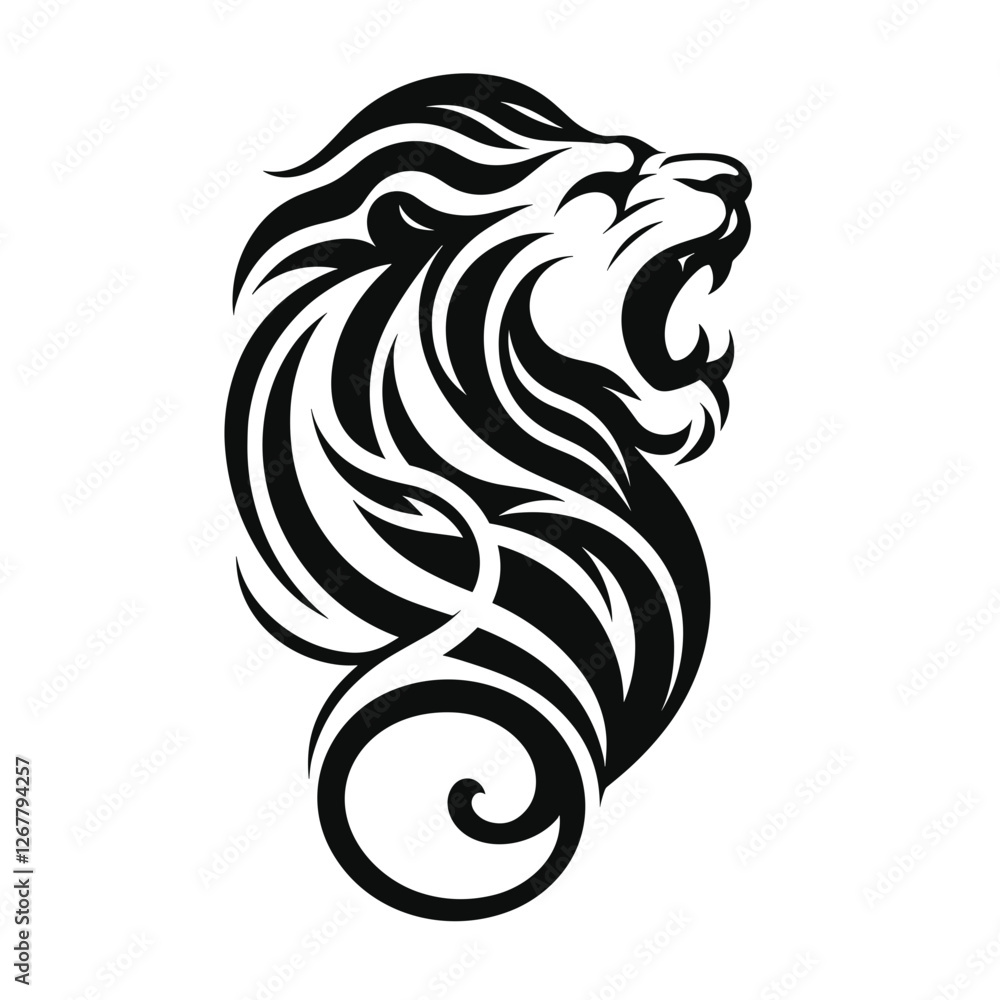 Fototapeta premium Tribal roaring lion vector illustration