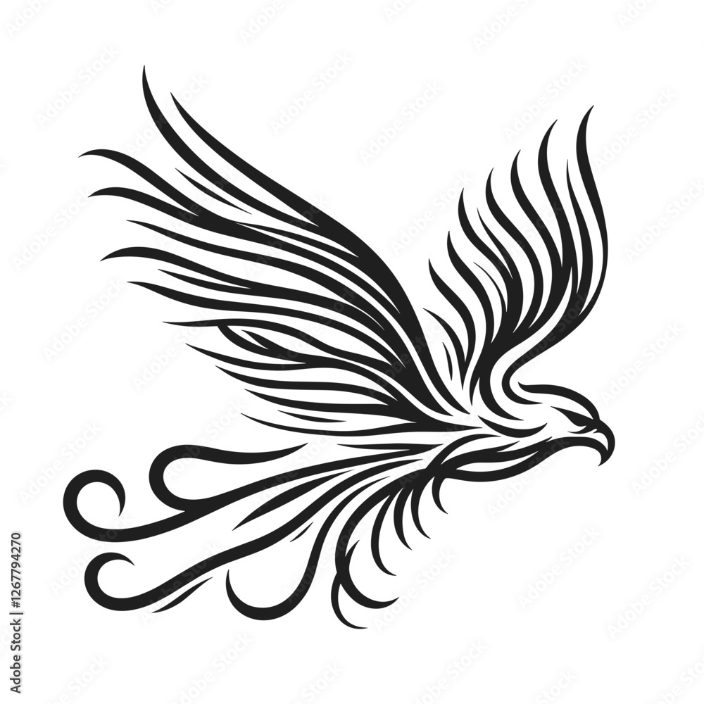Naklejka premium Tribal eagle soaring vector illustration