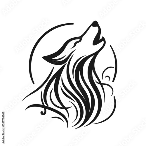 Tribal howling wolf vector illustration