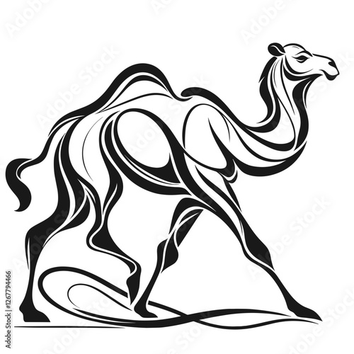 Tribal camel walking vector illustration