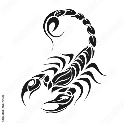 Tribal scorpion with raised tail vector illustration