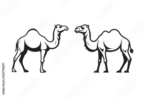 Camel Silhouette and Outline Clipart Set for Digital and Print Designs