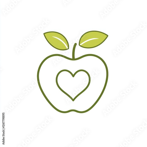 Healthy Apple Icon with Heart; Simple Vector Graphic for Nutrition; Use in Educational Materials photo