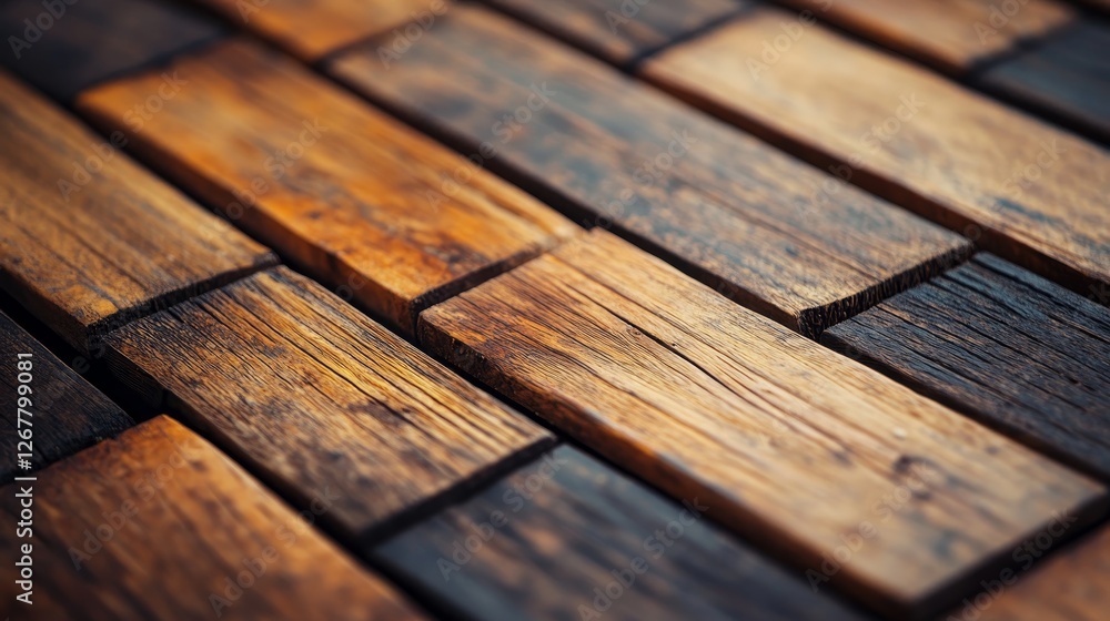 Rustic Wooden Plank Texture - Close-up shot of dark brown and light brown rustic wooden planks arranged in a diagonal pattern. Perfect for backgrounds or textures Rustic Wooden Plank Texture - Close-up shot of dark brown and light brown rustic wooden planks arranged in a diagonal pattern. Perfect for backgrounds or textures