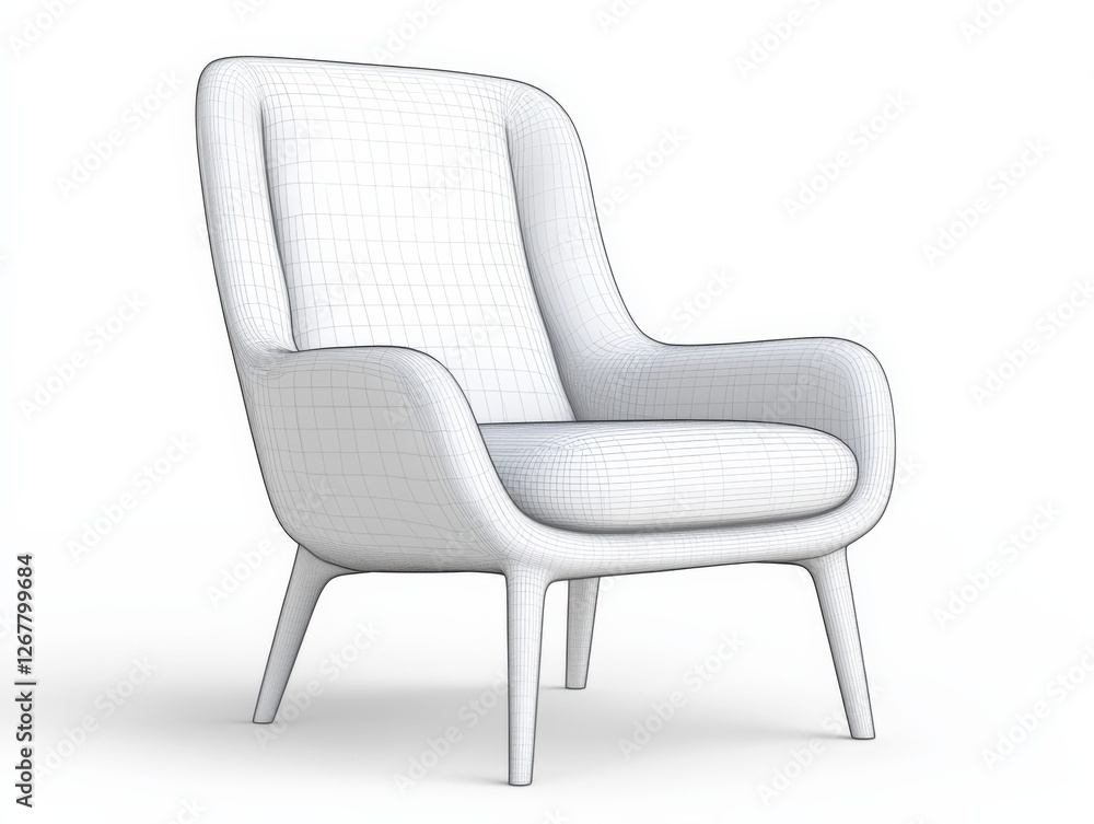 armchair 3d wireframe rendering for design concept armchair 3d wireframe rendering for design concept