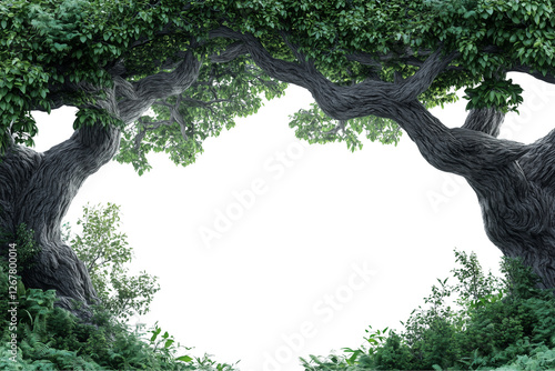  a green tree frame isolated on a transparent background