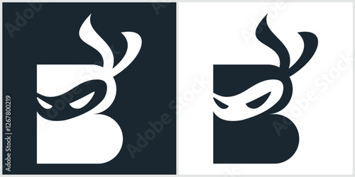 Ninja leter B Logo Design Vector Icon Symbol Illustrations.