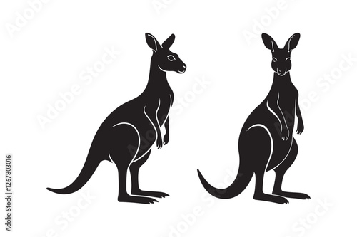 Kangaroo Silhouette and Outline Clipart Set for Digital and Print Designs