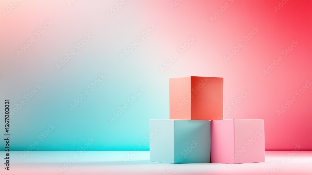 An eye-catching composition of stacked cubes representing playful artistry, nestled in a vibrant gradient background that inspires imagination and creative thought. An eye-catching composition of stacked cubes representing playful artistry, nestled in a vibrant gradient background that inspires imagination and creative thought.