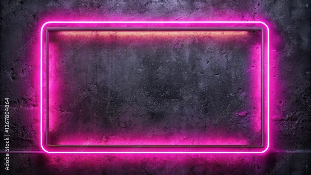 Obraz premium A pink neon sign glowing on a textured concrete wall, creating a modern and vibrant aesthetic.