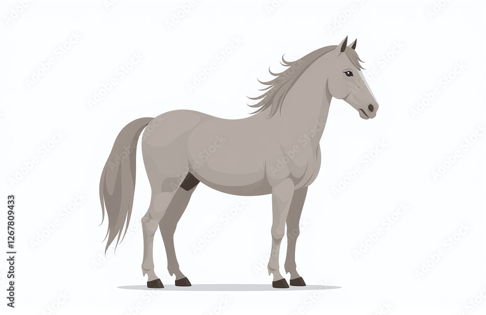 A Majestic Stallion Stands Alone On A Plain White Background, Its Power And Beauty Radiating From Every Angle. 00002 A Majestic Stallion Stands Alone On A Plain White Background, Its Power And Beauty Radiating From Every Angle. 00002