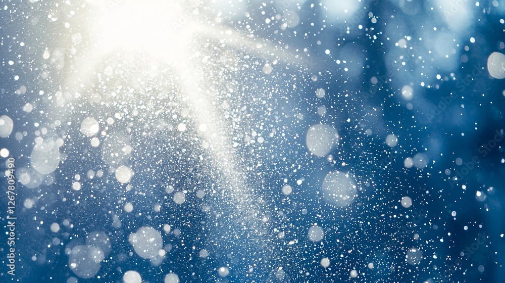 Sunlit winter snow, forest background, bokeh Sunlit winter snow, forest background, bokeh