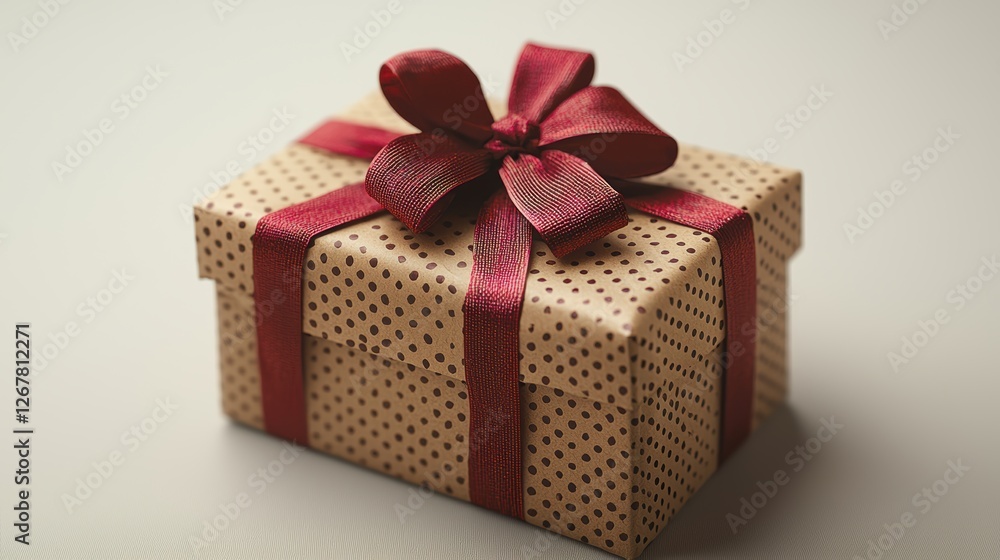 A beautifully wrapped gift box with a red ribbon and bow. A beautifully wrapped gift box with a red ribbon and bow.