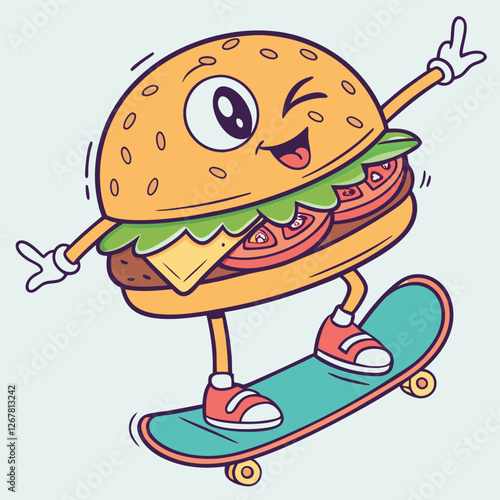 Tasty Burger standing strong in the ring with oversized boxing gloves.