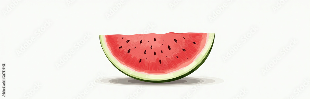 A Single Slice Of Fresh Watermelon Rests Alone On A Clean White Surface, Surrounded By Empty Space. 00002 A Single Slice Of Fresh Watermelon Rests Alone On A Clean White Surface, Surrounded By Empty Space. 00002
