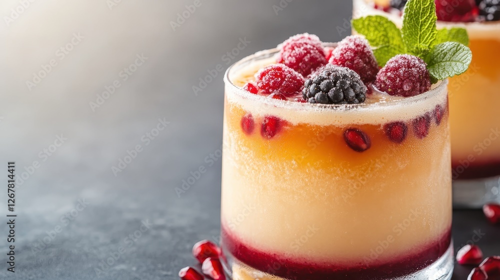 A refreshing cocktail adorned with berries and mint, showcasing vibrant colors and textures that tantalize the senses, perfect for summer celebrations and gatherings. A refreshing cocktail adorned with berries and mint, showcasing vibrant colors and textures that tantalize the senses, perfect for summer celebrations and gatherings.