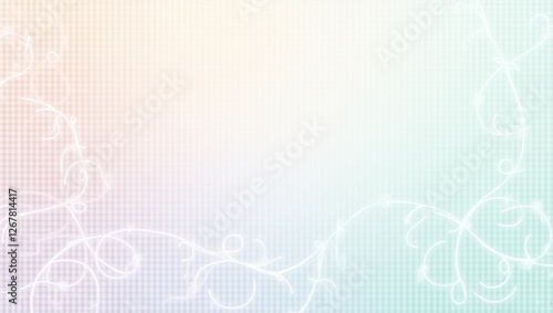 Elegant background design featuring intricate white line patterns with a subtle texture, set against a soothing luxury pastel color palette with soft peach, lavender, and mint hues. The abstract horiz