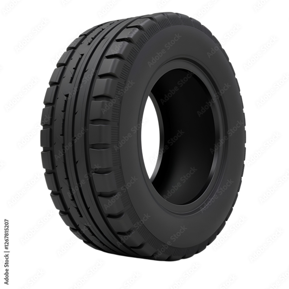 Sleek black tire showcases modern tread design on dark background Sleek black tire showcases modern tread design on dark background