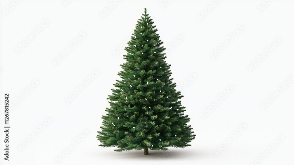 Tall evergreen Christmas tree on white. Holiday design element Tall evergreen Christmas tree on white. Holiday design element