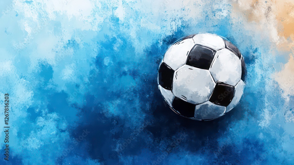 Fototapeta premium Soccer ball on abstract painted background