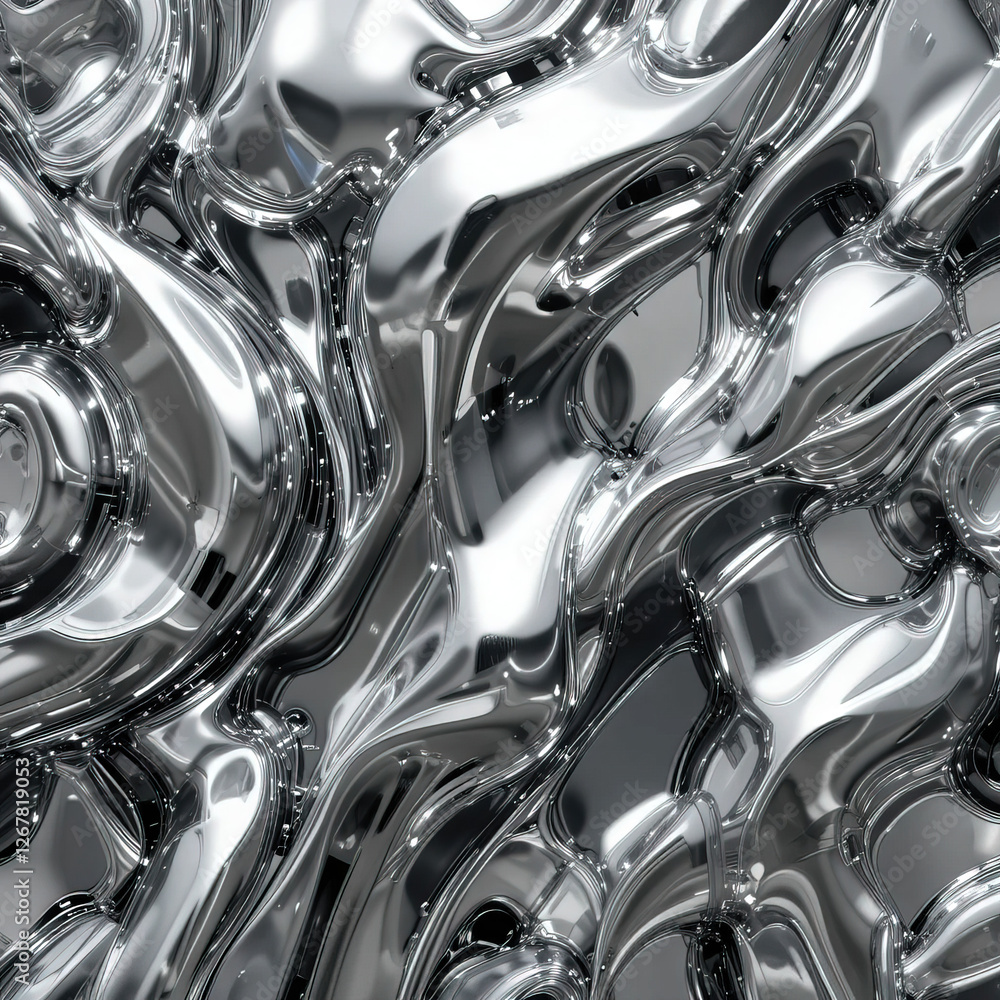 flowing waves of metallic silver and black liquid metal or polished chrome flowing waves of metallic silver and black liquid metal or polished chrome