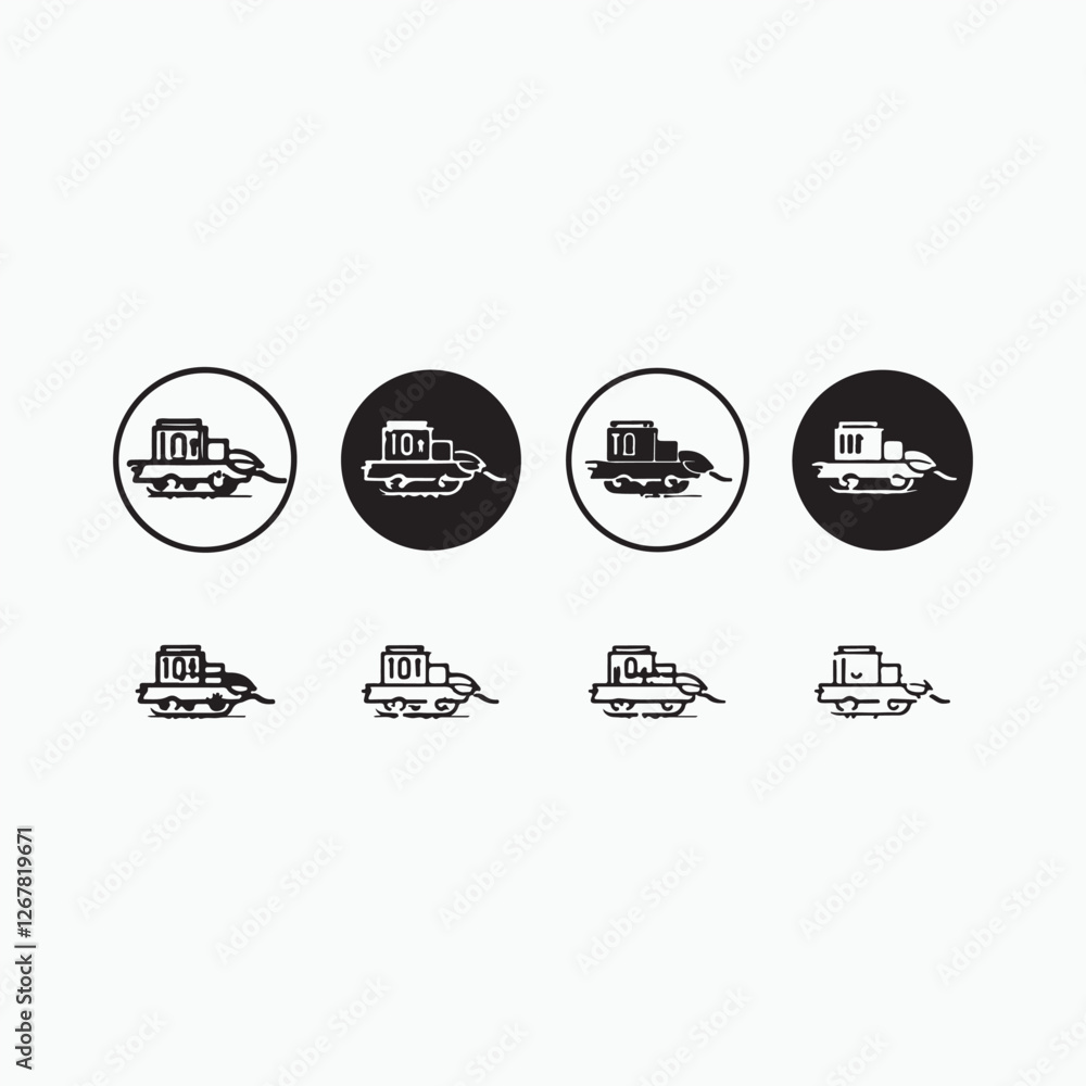 Obraz premium Bulldozer icon Vector logo outline, vector set.