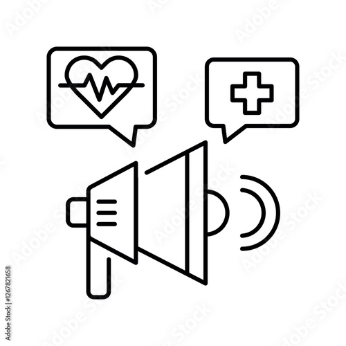 Medical information campaign black line icon.