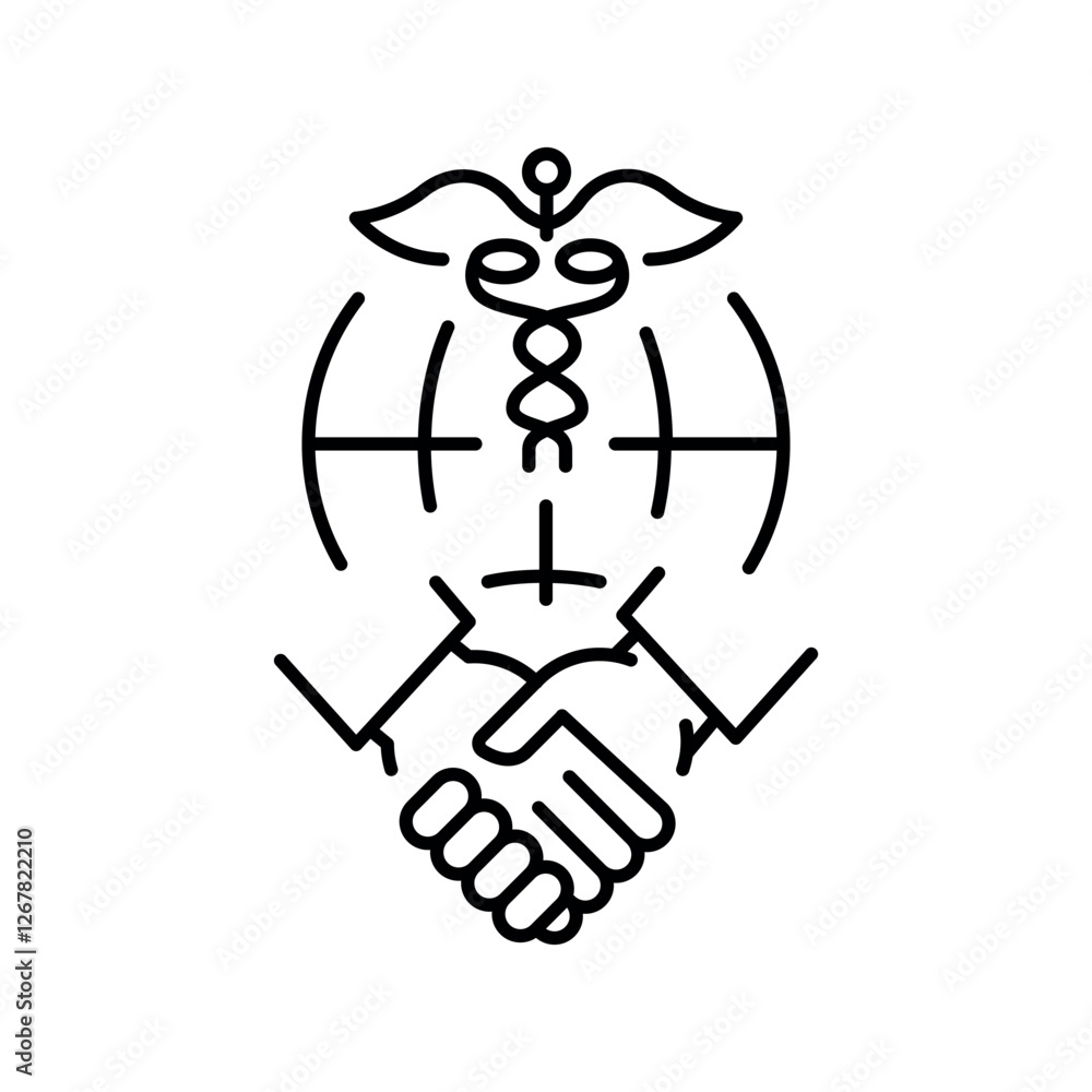 international cooperation black line icon. international cooperation black line icon.