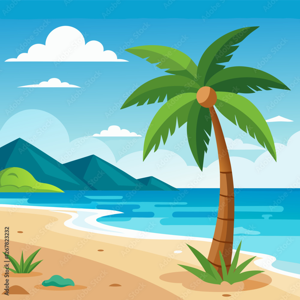 Fototapeta premium tropical island with palm trees