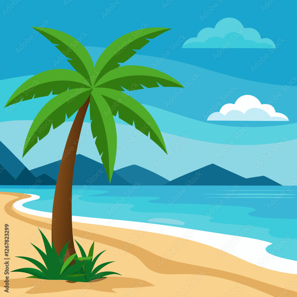 Obraz premium tropical beach with palm trees