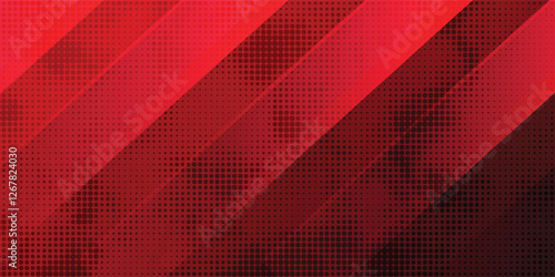 Red diagonal geometric shape with halftone. Modern