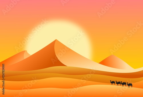 Sunset in the sahara desert.