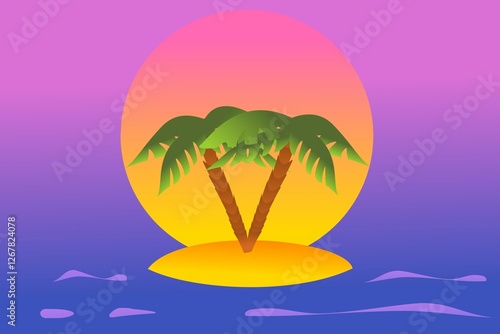 Tropical island with palm trees.