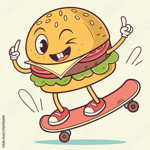 Here’s a set of creative titles and descriptions for those images:

Title: Boxing Burger Champion
Description: A lively cartoon burger wearing gloves and a crown, ready for action in the boxing ring.
