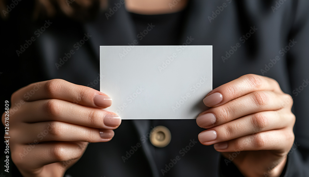 Obraz premium Chef holding blank business card against dark background