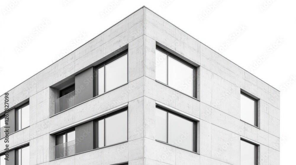Modern Concrete Building Corner, Architectural Detail, Urban Structure, Simple Design, Minimalist Style Modern Concrete Building Corner, Architectural Detail, Urban Structure, Simple Design, Minimalist Style