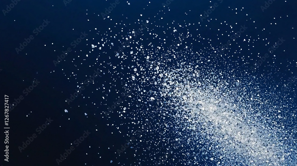White powder explosion on dark blue background; abstract design White powder explosion on dark blue background; abstract design