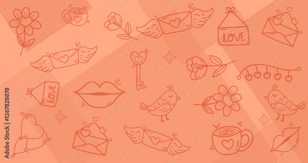 Background seamless pattern with whimsical romantic valentine element abstract for background for Valentine’s Day backdrop, card, banner, wallpaper, wrapping, print. Background seamless pattern with whimsical romantic valentine element abstract for background for Valentine’s Day backdrop, card, banner, wallpaper, wrapping, print.