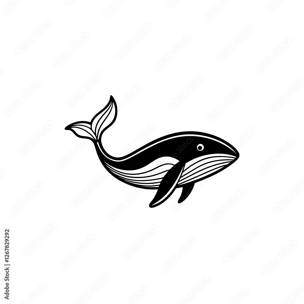 Fototapeta premium whale line art on white background