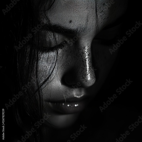 Pensive Woman: A Black and White Portrait