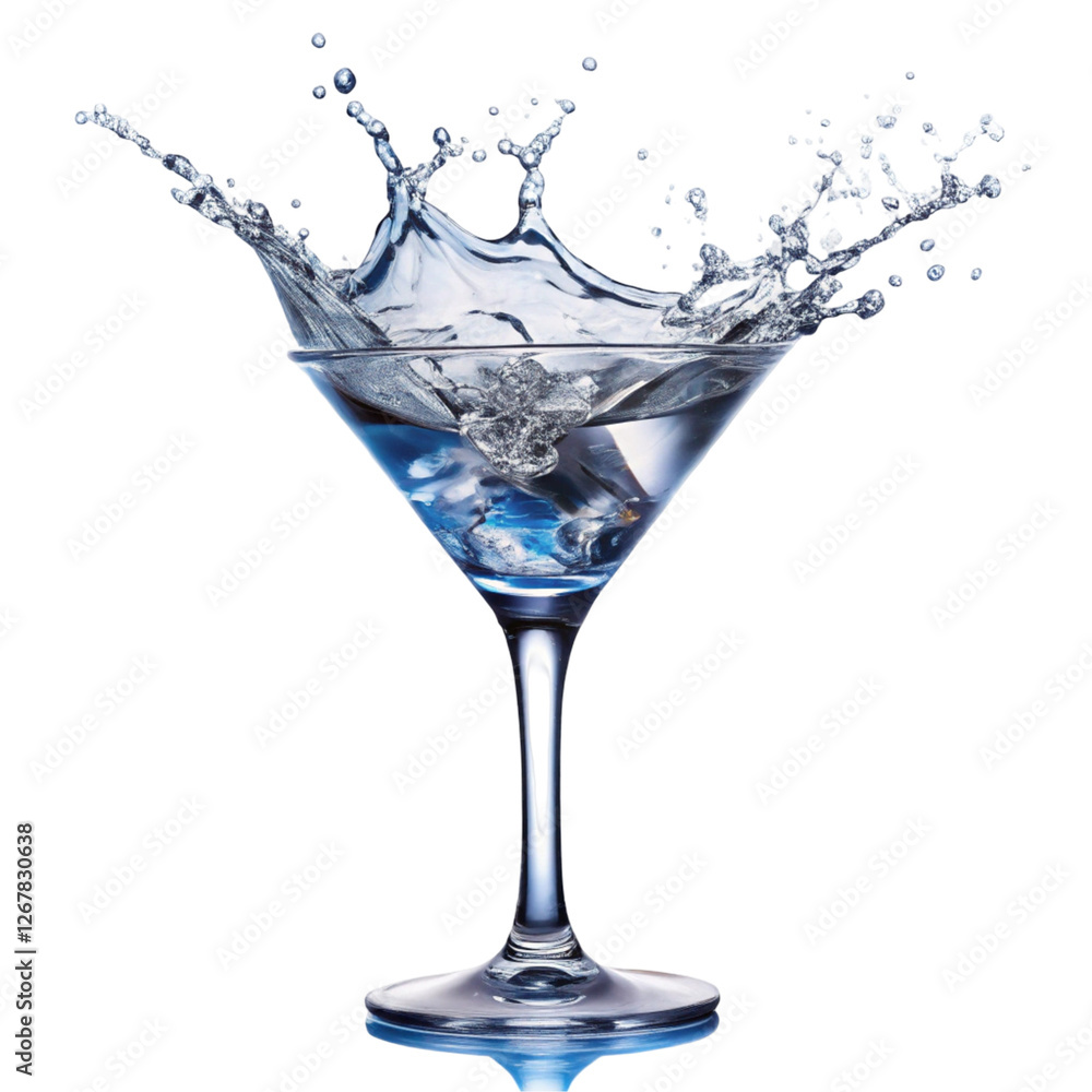 Cocktail glass with splash of water isolated on transparent background
Cocktail glass with splash of water isolated on transparent background